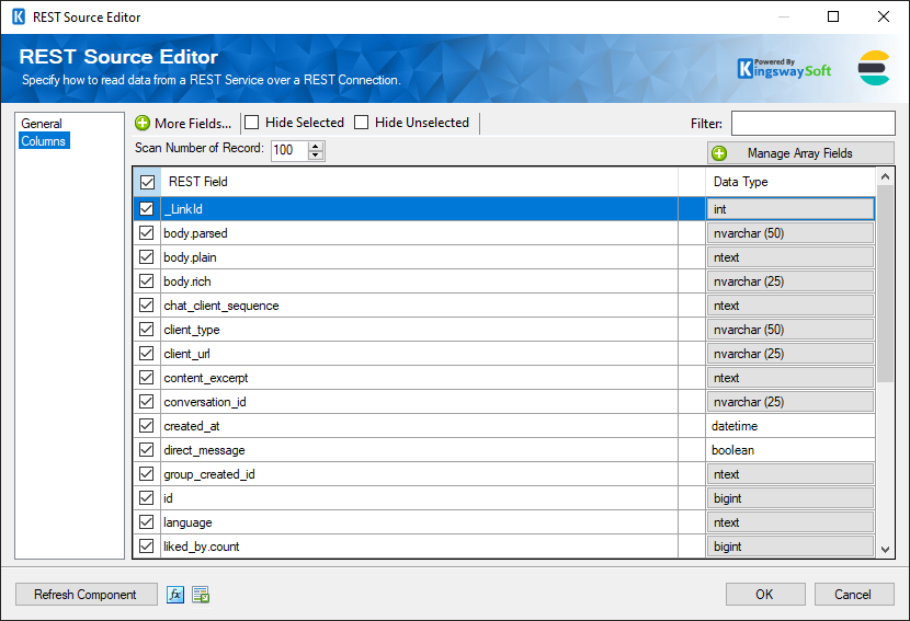 SSIS Elasticsearch REST Source - Columns